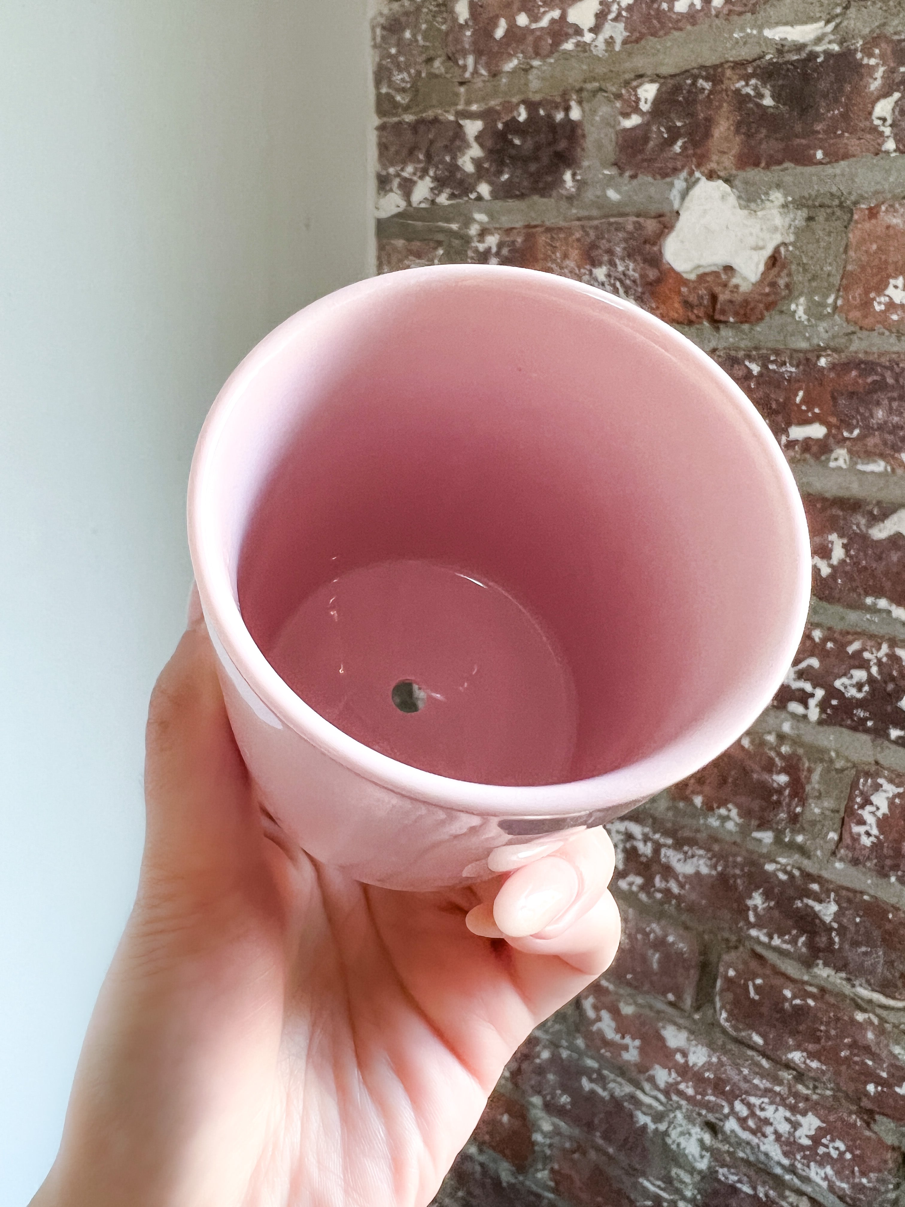 Pink Ceramic Planter with Drainage